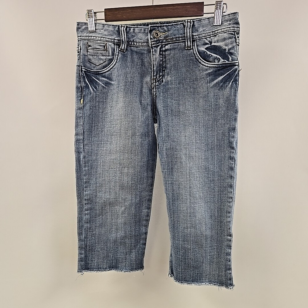 Mudd Jeans Capris Denim Womens Juniors Size 5 Blue Cut Off